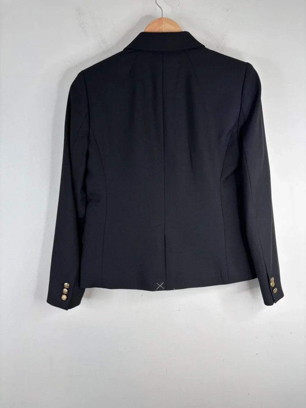 J Crew Schoolboy Blazer 6P Black Wool Gold Buttons Preppy Academia Old Money